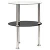 Side Table with 2 Shelves Transparent & Black 38 Cm Tempered Glass