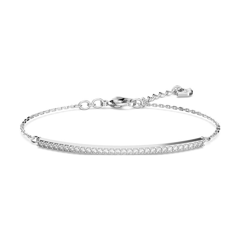 Swarovski Only Brilliant Elegant Simple Thin Line Full Diamond Pavé Rhodium Plated Bracelet Women s 5632066 серебряный