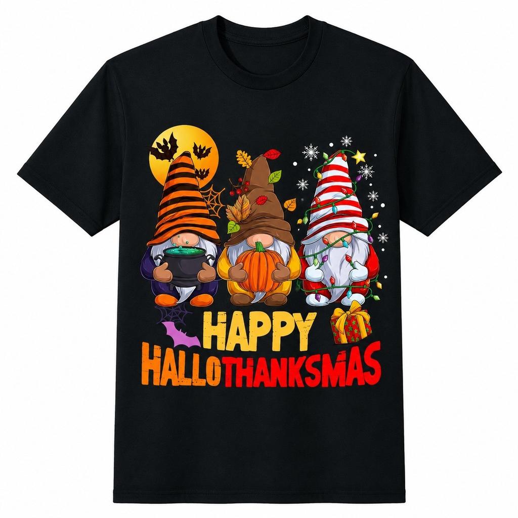 Happy Hallothanksmas Gnomes Lover Halloween Fun Unisex T-Shirt