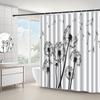1pc dandelion pattern black and white shower curtain, polyester fabric, machine washable, suitable for bathroom decoration