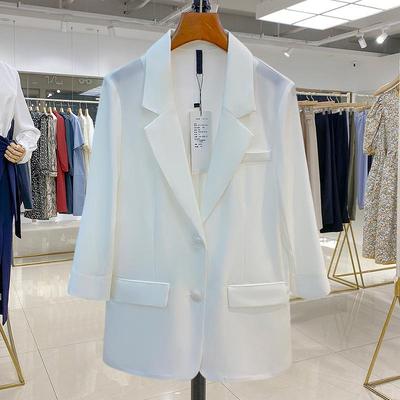 Women's Slim White Chiffon Suit Jacket - European Station 2025 Summer Sun Protection