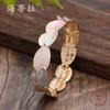 New color painting oil geometric leaf elastic bracelet, summer small fresh women's versatile leaf bracelet