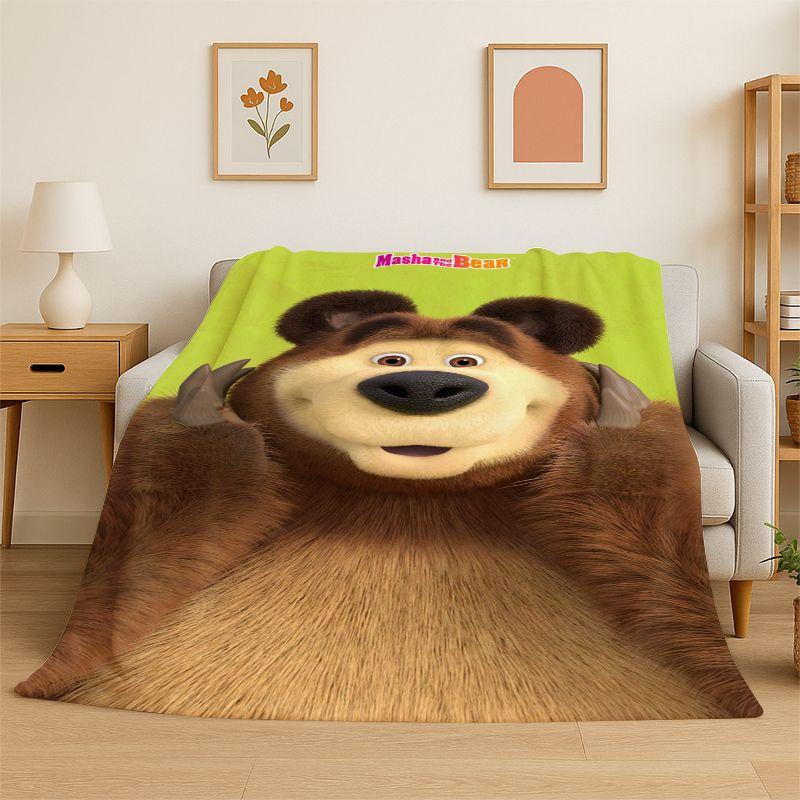 Cartoon Cute M-Masha Bear Soft Flannel Throw Blanket,Cozy Blanket for Bed,Couch,Sofa,Bedroom,Living Room,Travel,Picnic
