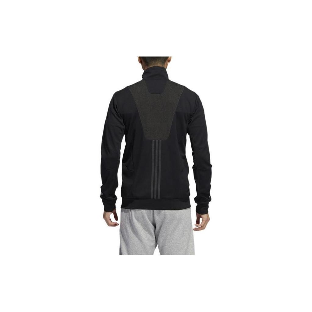 Adidas Logo Print Stand Collar Zip Jacket Men Outerwear Black GL2188