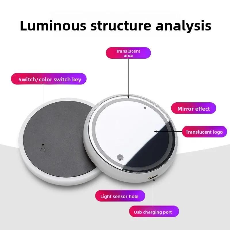 1PC Colorful Water Cup Mat with Car Ambient Light, Solar USB Charging, and Non-Slip Function