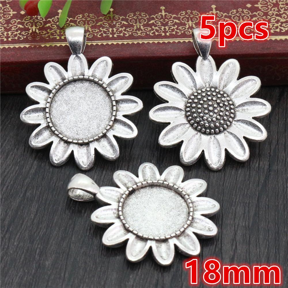 5-15pcs 16mm 18mm Inner Size Pendant Cabochon Blank Base Setting Bezel Tray DIY Jewelry Making Accessories for Necklace Keychain