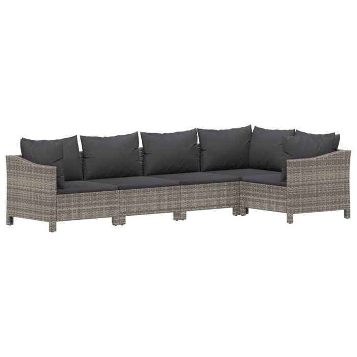 VidaXL Salon de Jardin avec Coussins 5 pcs, Ensemble de Meubles de Terrasse, Mobilier d'Extérieur, Canapé de Patio, Moderne, 3187274