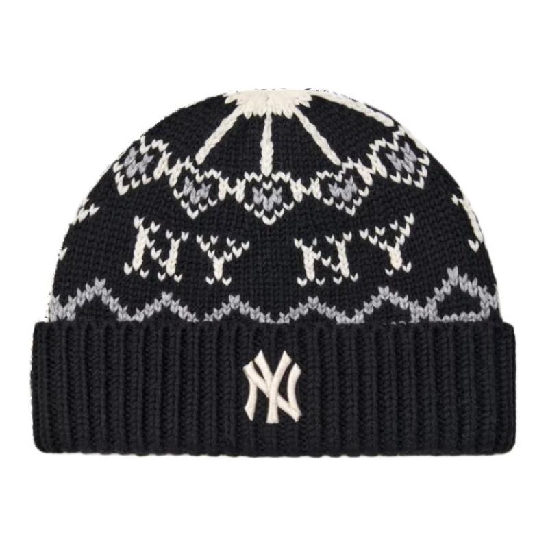 MLB Contains Wool Knitted Beanie Hat Unisex Black Fashion 3ABNBM546-50BKS
