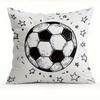 Soccer Football Pillowcase 2D Flat Printed Peach Skin Pillow Cover Black White Sports Theme Cushion Case for Boys Bedroom Sofa