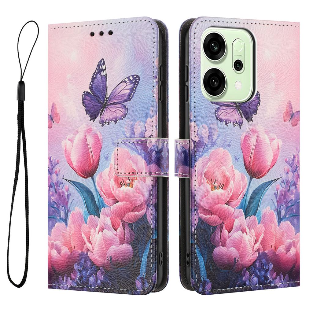 For Oppo Reno14 Pro 5G (China)/Oppo Reno14 Pro 5G (Global) Wallet Case Pattern Printing PU Leather Phone Cover with Lanyard