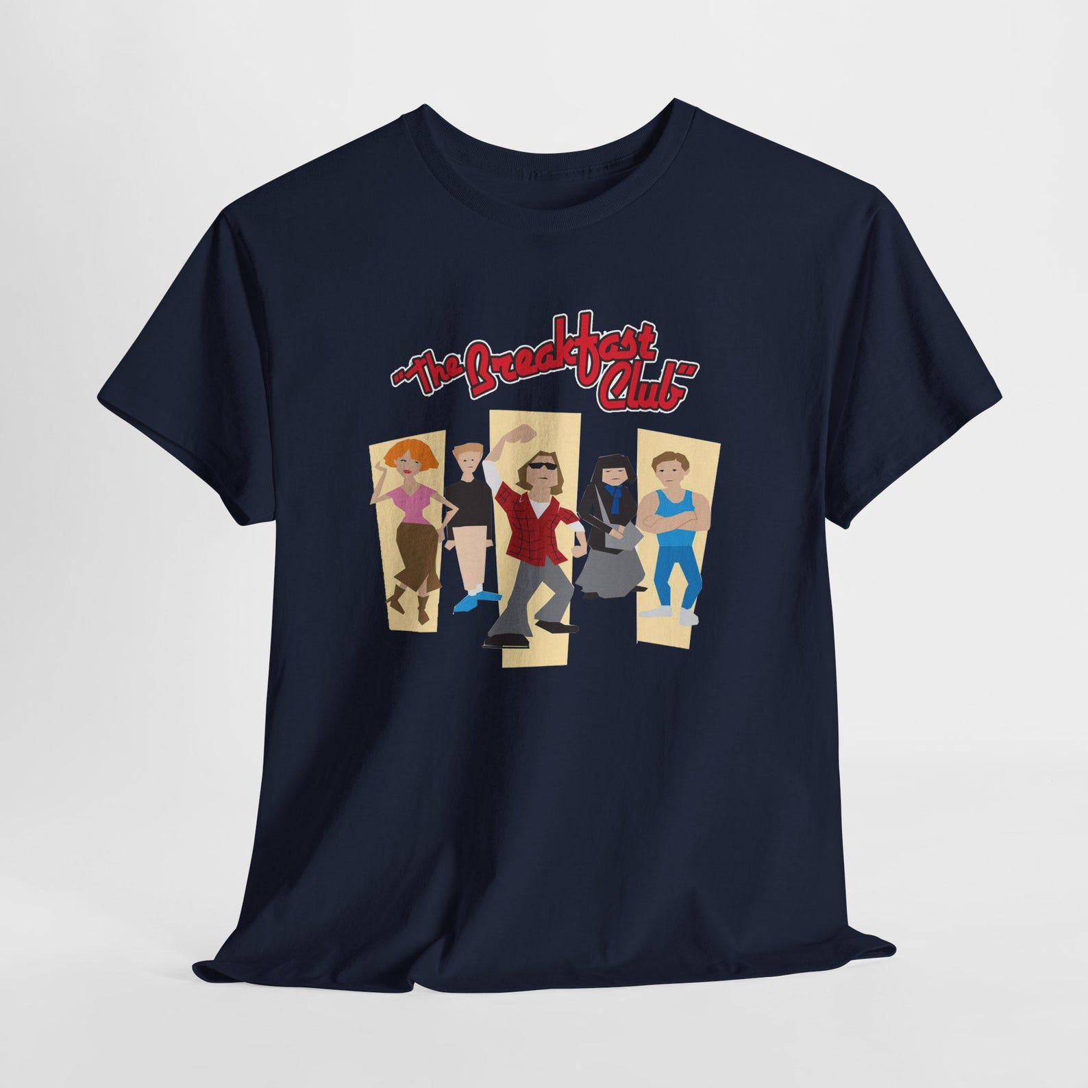The Breakfast Club Cartoon Men s Black Navy Tees T-Shirt Size S-5XL L
