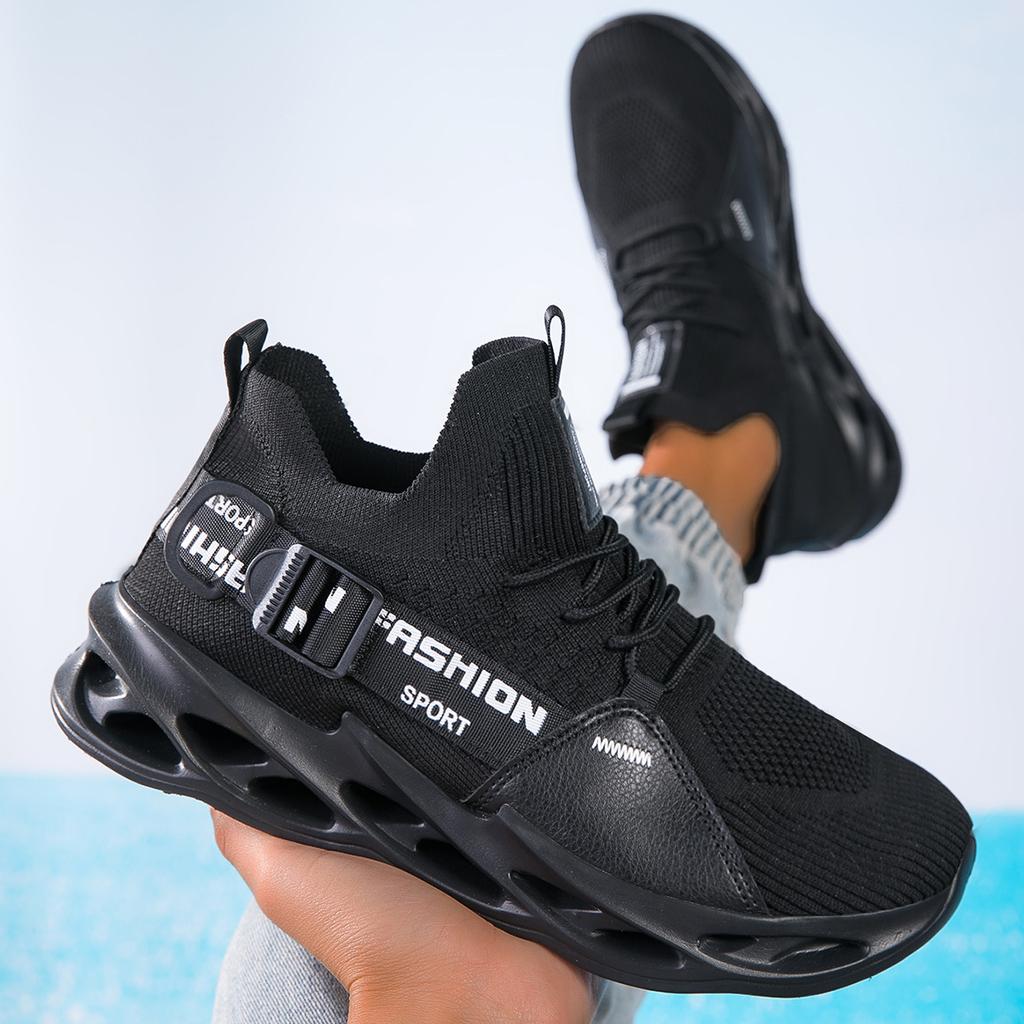 Herren Sportschuhe große Größe Sportstil Freizeitschuhe Fliegenstrick hohl Laufschuhe Herrenschuhe Herrenlauf atmungsaktiv und bequem