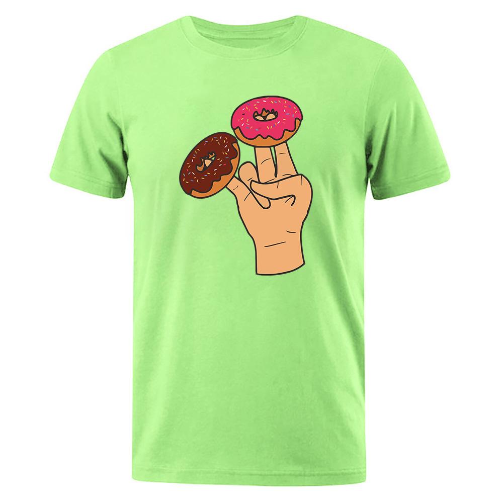 Two Donuts Are Needed Every Day Printed T-Shirts Men Casual Loose Clothing Oversized Summer Tops Cotton Hip Hop Harajuku Tshirts