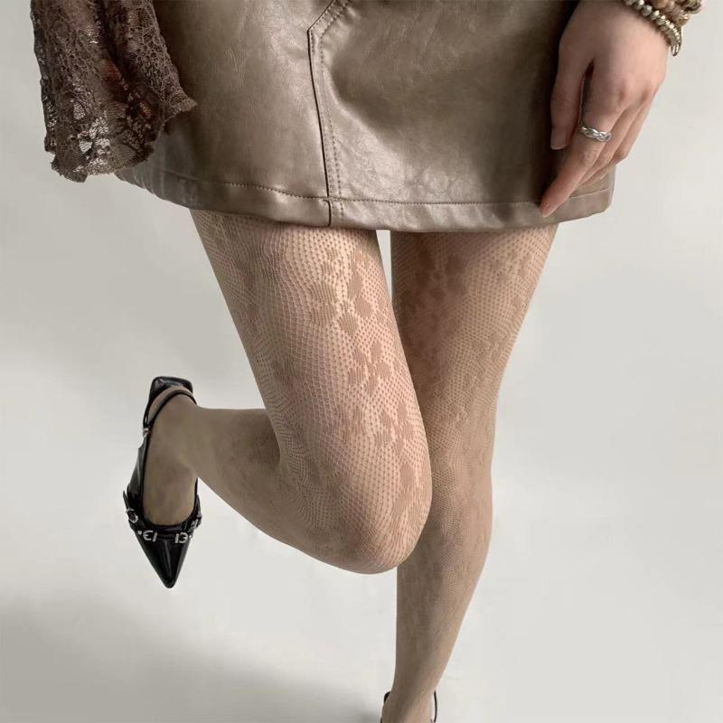 Sexy Lace Lolita Hollowed Floral Rattan Mesh Stockings Bottomed Pantyhose Japanese Thigh High Hosiery Goth Long Socks Stocking