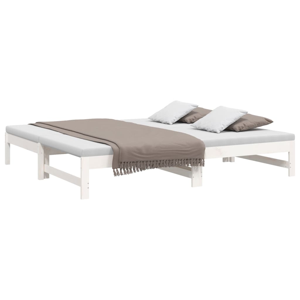 Vidaxl Extendable Bed, White, 2X(75X190) Cm, Light Pine Wood