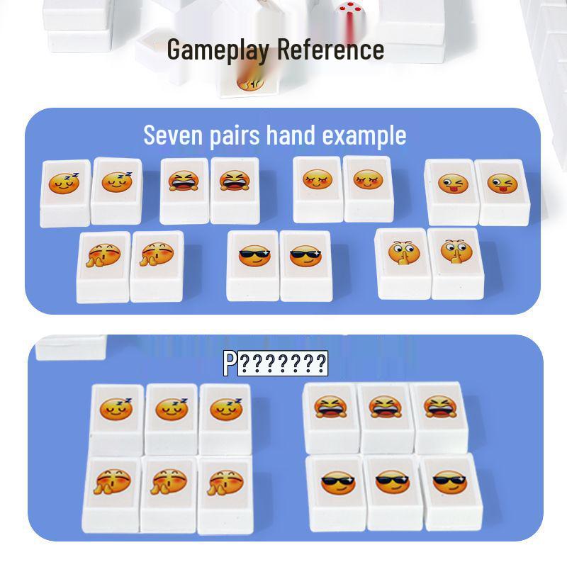 Cartoon Expression Mahjong Table Game: Puzzle & Connect-the-Dots Card Set for Children and Parent-Child Interaction, Indoor/Outdoor Fun