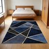 Sophisticated Dark Blue Floral Motif Rug Ideal For Minimalist Lovers Art Enthusiasts And Modern Urban Home Decoration