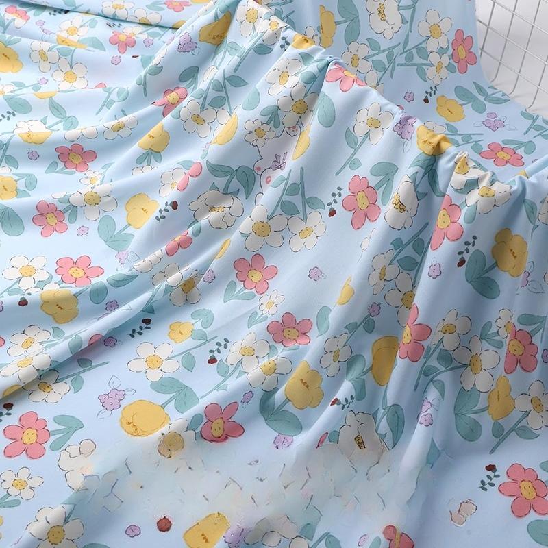 Wide 143cm Summer Cotton Fabric for DIY Sewing Children's Pajamas Clothes Cheongsam Super Soft Floral Cartoon Fabric