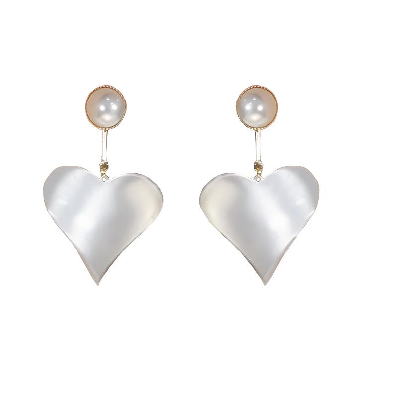 S925 Sterling Silver Exaggerated Heart Pearl Stud Earrings - High-End Unique Style Jewelry