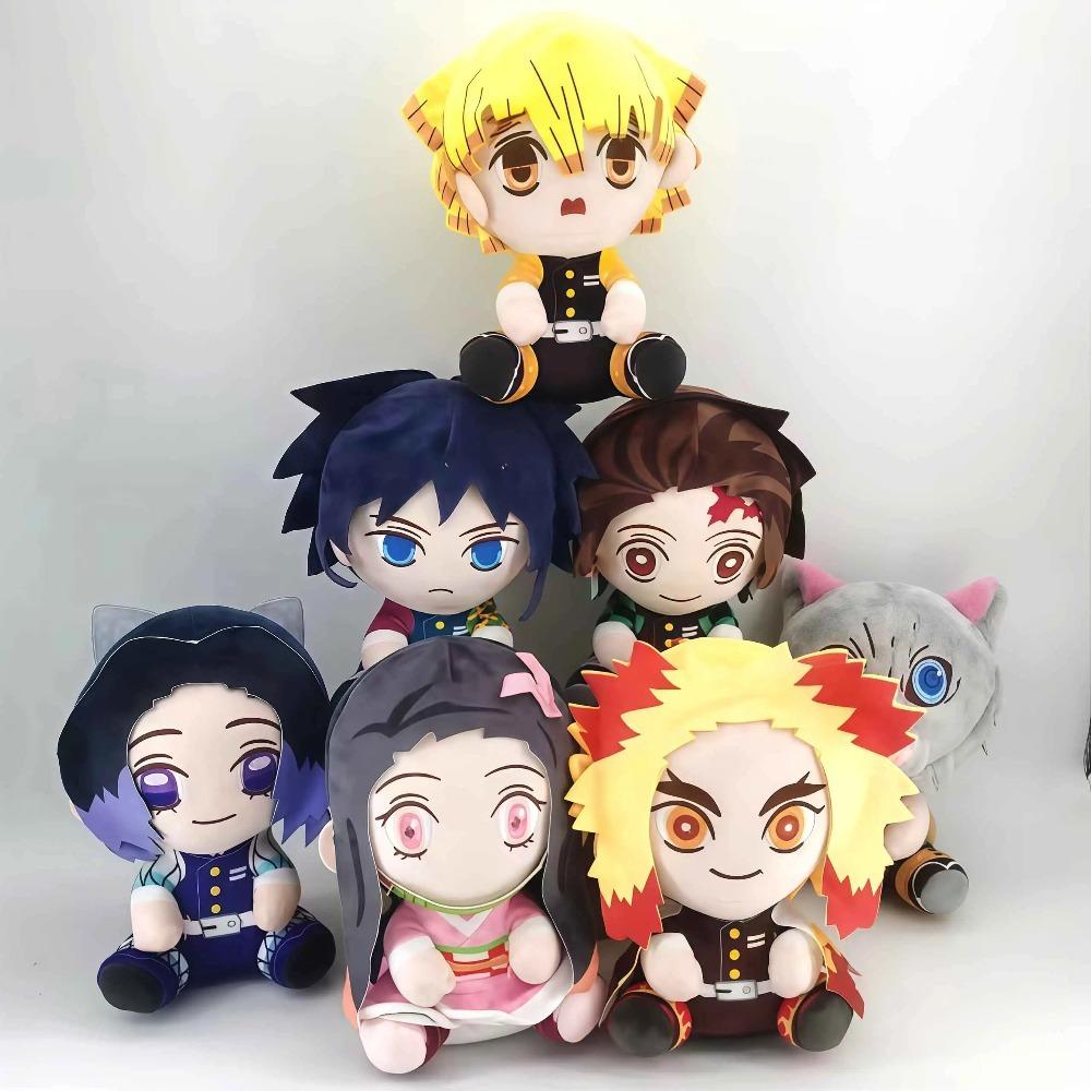 15-25cm Demon Slayer Cartoon Plush Toys Ghost Slayer Keychain Kamado Tanjirou Kamado Nezuko Kochou Figure Stuffed Doll Child Gif