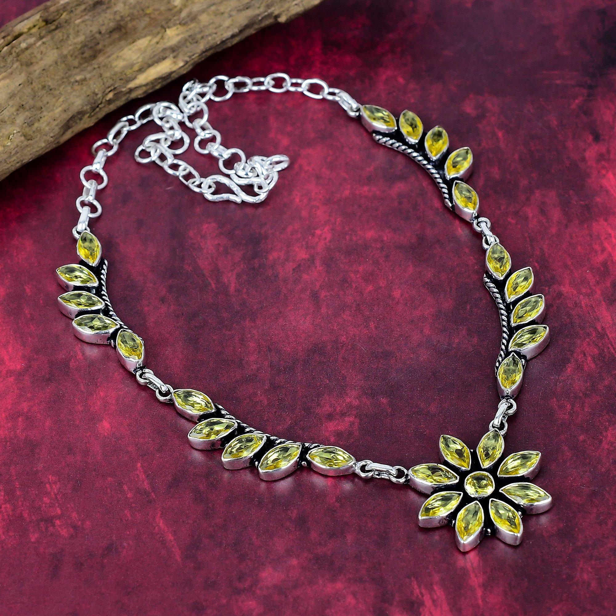 

Ожерелье из цитрина из стерлингового серебра 925 пробы, ожерелье из драгоценных камней ручной работы, на День памяти жёлтый