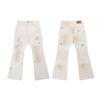 Trendy Wijde Jeans, Gewassen, Slijtageplekken, Patchwork, Unisex Stijl