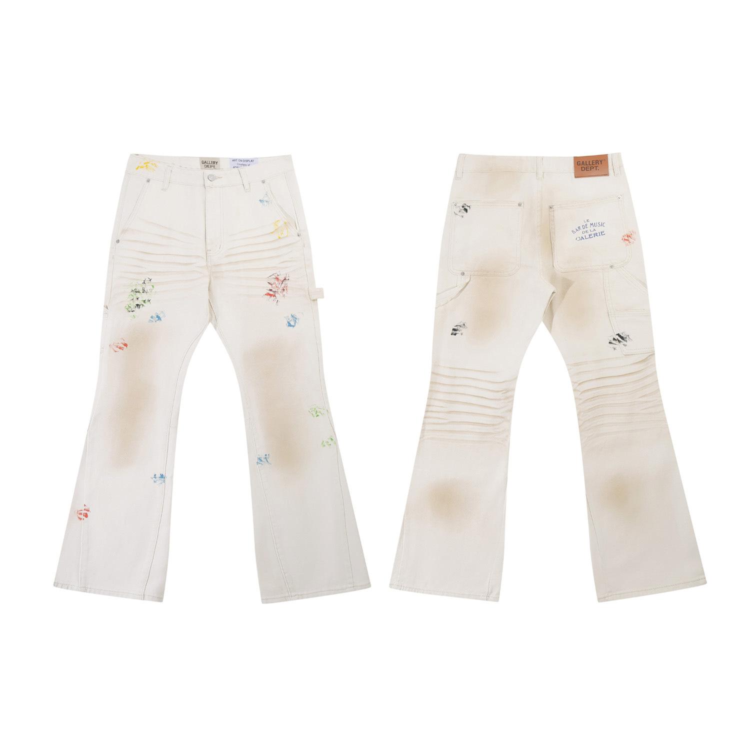 KaiTingu Trendy uitlopende jeans, gewassen, verweerd, patchwork, uniseks stijl 2XL