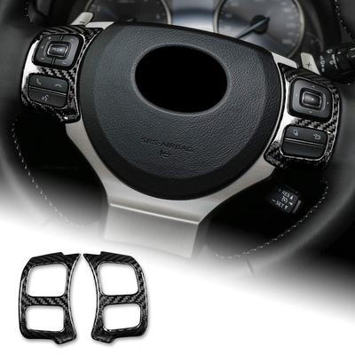 AIRSPEED Car Steering Wheel Button Frame Sticker Carbon Fiber Interior Trim for Lexus NX IS RC Accessories (Black)