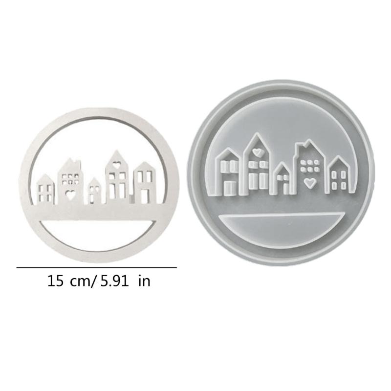 Hollow House Wreath Resins Molds for Making Tealight Holder Decorations Holiday Gift Room Decorations Art Craft Project