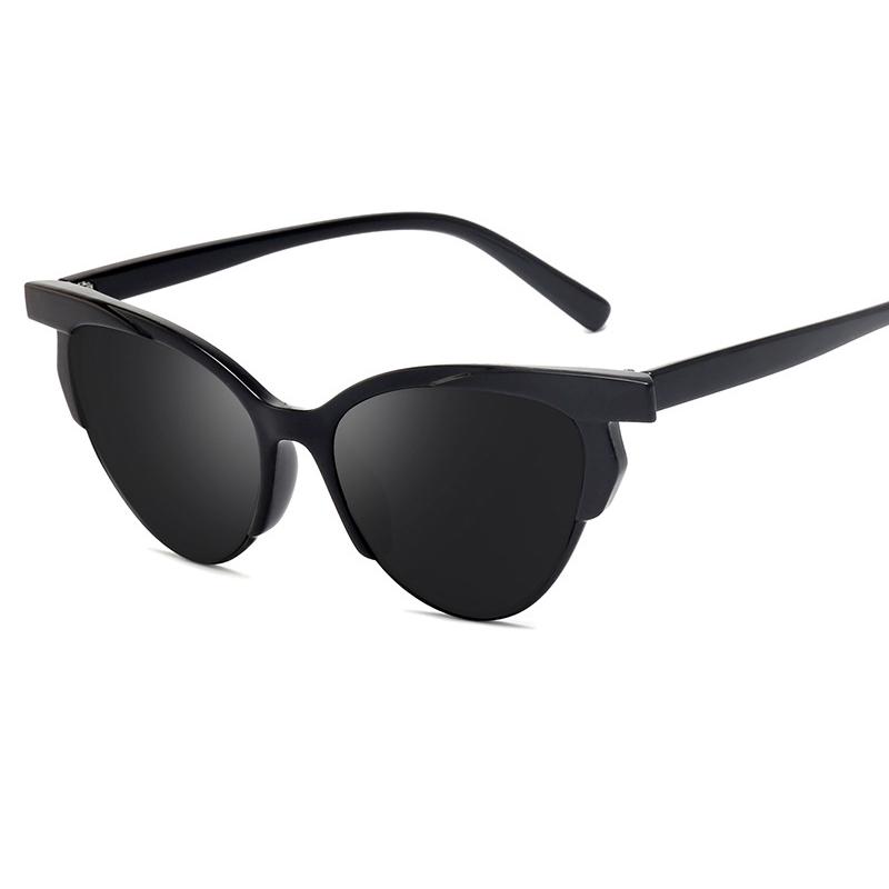 

Женские Модные Винтажные Ретро Солнцезащитные Очки Кошачий Глаз Треугольные Цветные Очки черный серый