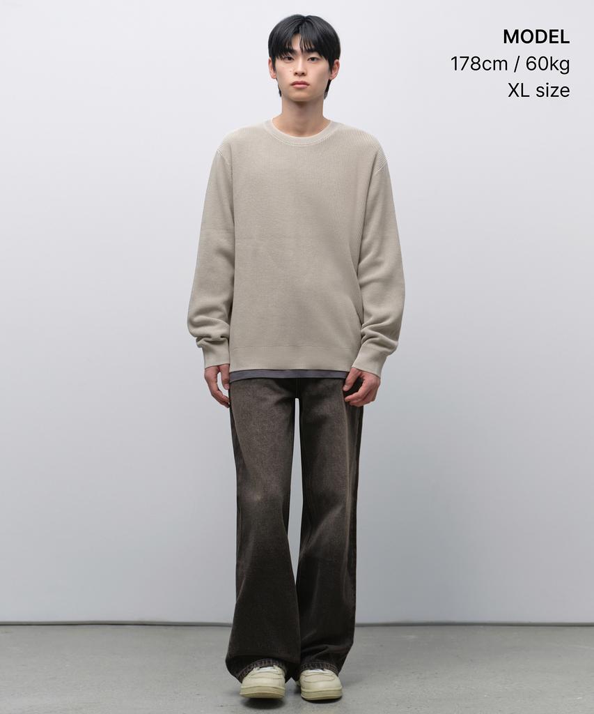 MUSINSA STANDARD Pigment Crew Neck Knit [Dusty Beige]