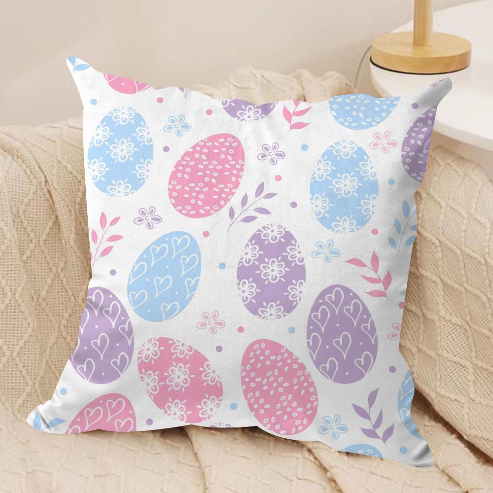 Easter Rabbit girl cute Cushion Cover Silky Short Plush Invisible Zipper Dustproof Sofa Pillow Case for Home Decor