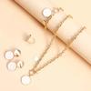 Vintage White Round Circle Pendant Necklaces Set for Women Luxury Metal Geometric Choker Necklaces Jewelry Set Accessories