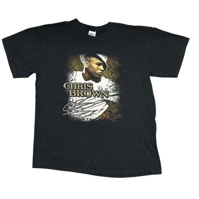 Vintage Chris Brown Shirt Large Black Y2K Tour Concert Hip Hop Band Tee Rap Tee