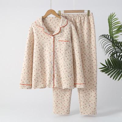 Women's Quilted Cotton Pajama Set - Cardigan & Long Pants for Autumn/Winter