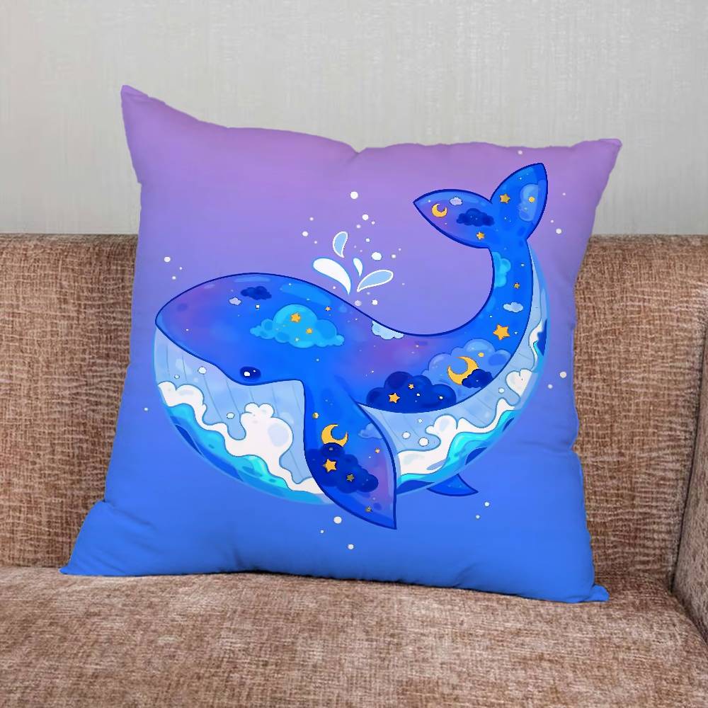 Whale Pillow Case Pillowcase Home Sofa Cushions Car Cushions Pillowcover Office Pillowshell Pillow