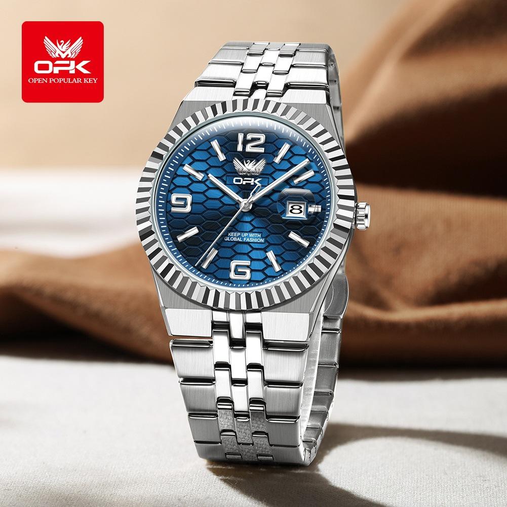 OPK Brand Watch Simple Atmosphere Quartz Watch Single Calendar Luminous Waterproof Men's Watch Men's Watch