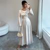 Cross-border European and American Elegant Style Long-sleeved High-waisted Long Dress Dress Women's Clothing  Autumn and Winter  Independent Station