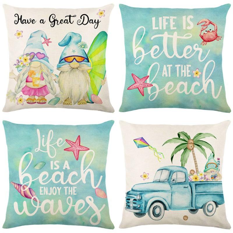 New Summer Ocean Series Pillowcases Linen Print Simple Fashion Home Fabric Living Room