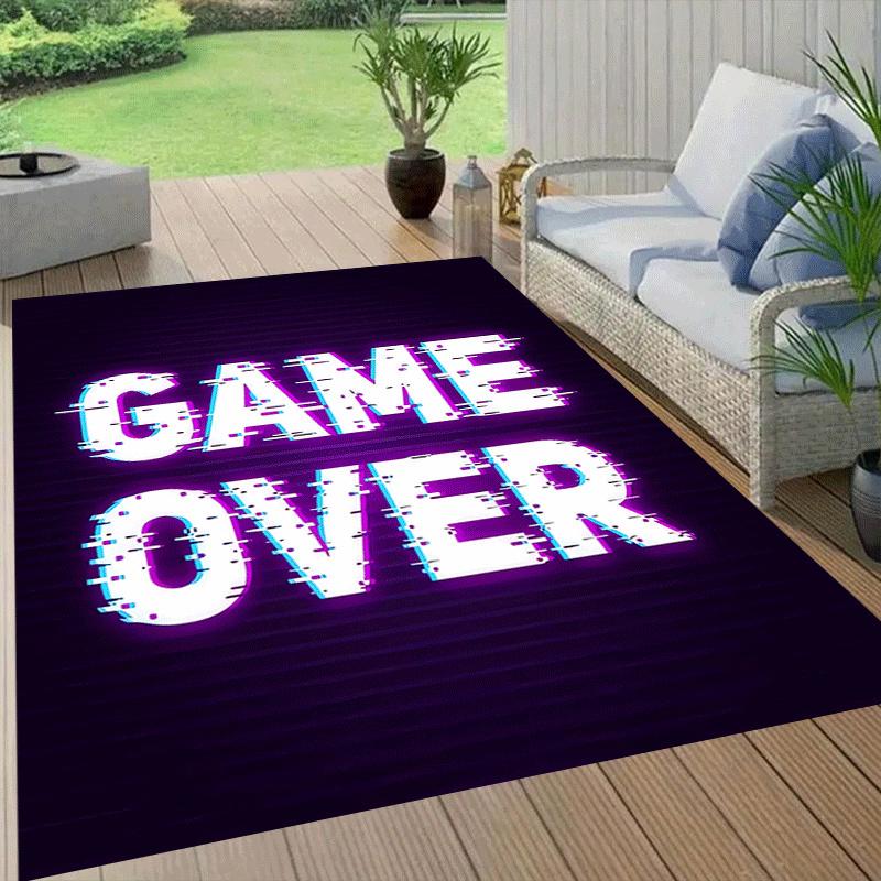 1pc Game over Print, Design Area Rug - Soft, Anti-Slip, and Durable Gaming Room Decor for Bedroom, Living Room
