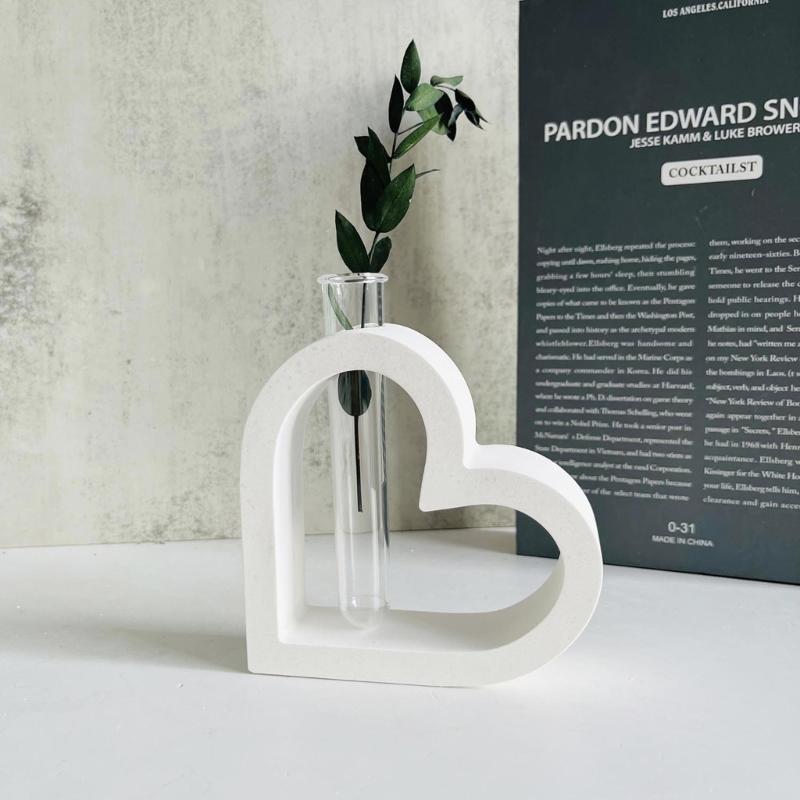 Heart Silicones Molds with Test Tube for Flower Vase Glass Planter Stations Stand Plant Stations Table Decorations