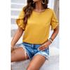 Women's Summer Solid Color Polka Dot Round Neck Short-sleeved Top for Women Shirt