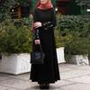 ZANZEA Women Round Neck Casual Floral Embroidery Long Sleeve Loose Muslim Dress