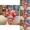 Charming Chinese Lion Dance Boy And Girl Keychain Cute Silicone Bag Accessories