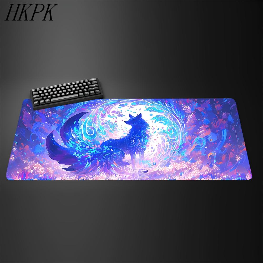 Large Cute Anime Pink Fox Desk Mat Mouse Pad Gaming Gamer Speed Table Mat Office Accessories Keyboard Laptop NonSlip Mousepad
