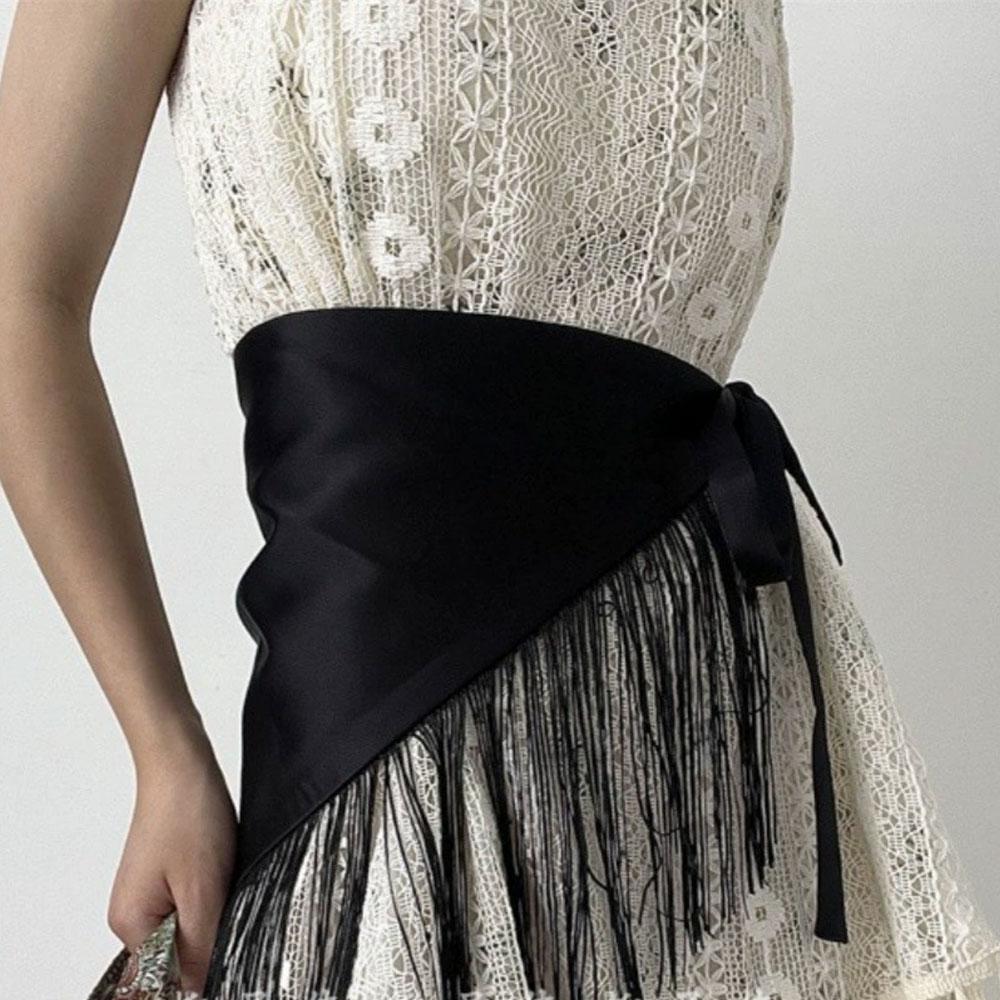 

Bohe Wide Waist Belt Corset Belt Triangular Scarf Tie Dress Belt Coat Decor Accessories Tassel Decorative Waist Cover Waistband One Size