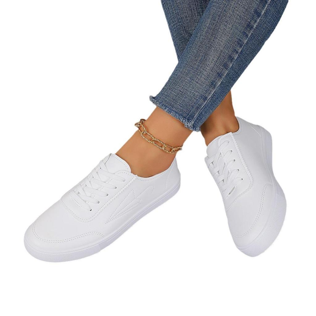 2024 Frühling Damen Übergröße Römischer Stil Weiß Schnürung Rutschfest Mode Sneaker