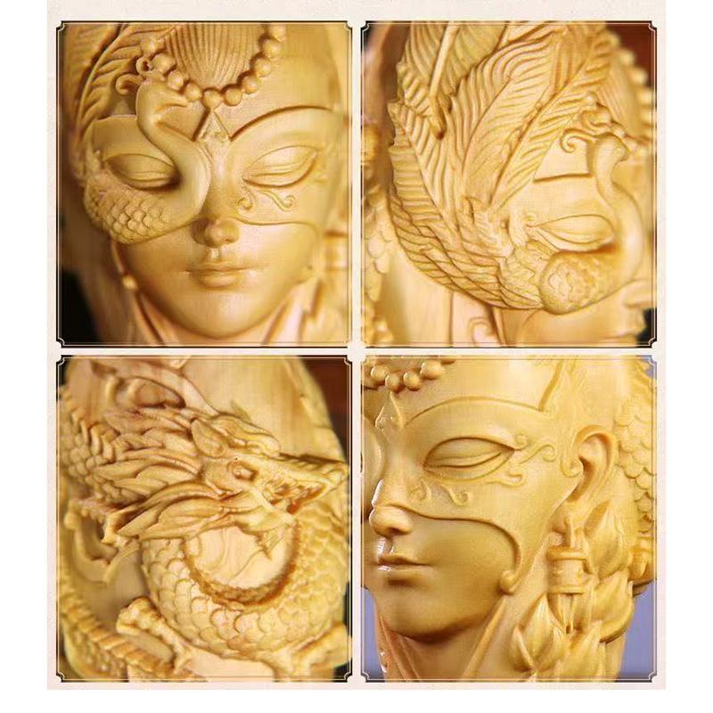 Wood Carving Ancient Western Regions Beauties Sculptures and Figurines Decorative Pendant Chinese Home Decorations