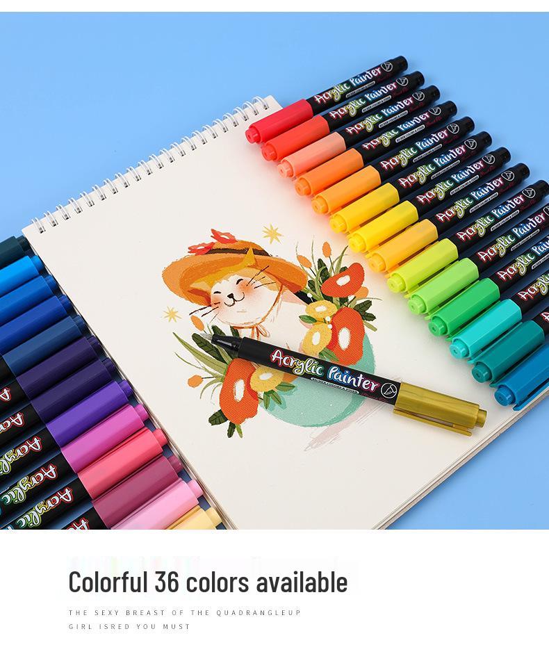 Guan Na 7100 Water-Based Acrylic Marker Set - 36 Color Soft Tip for Stone & Doodle Painting