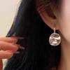 Korean-Style Pleated Round Earrings - Minimalist Blogger Fashion